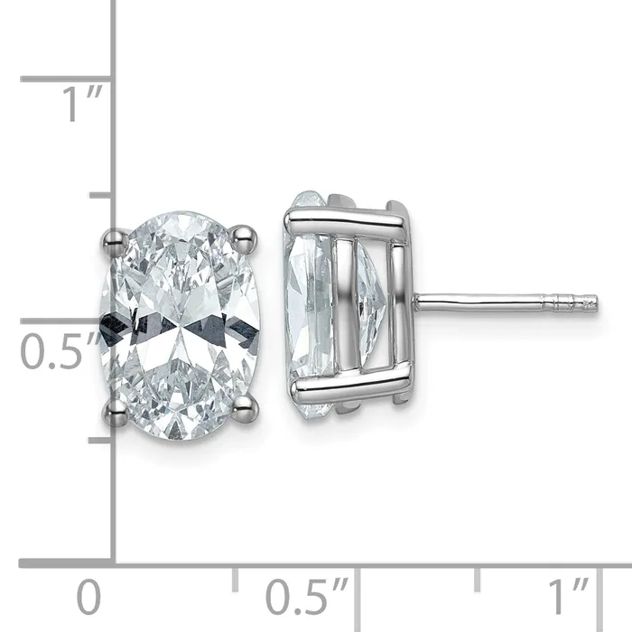 Goldia Earrings 14k White Gold 6 ctw Lab Grown Diamond VSSI G Oval 4 Prong Heavy Wt Stud Earrings
