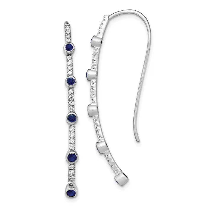 Goldia Earrings 14K White Gold Lab Grown Diamond VSSI G CreatedSapphire Threader Earrings Goldia Earrings 14K White Gold Lab Grown Diamond VSSI G CreatedSapphire Threader Earrings