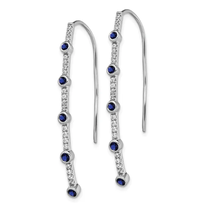 Goldia Earrings 14K White Gold Lab Grown Diamond VSSI G CreatedSapphire Threader Earrings