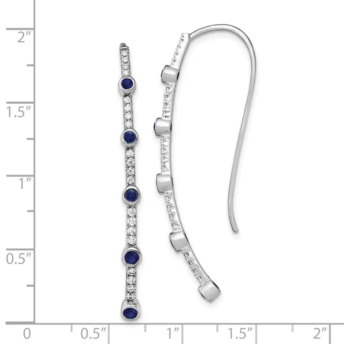 Goldia Earrings 14K White Gold Lab Grown Diamond VSSI G CreatedSapphire Threader Earrings