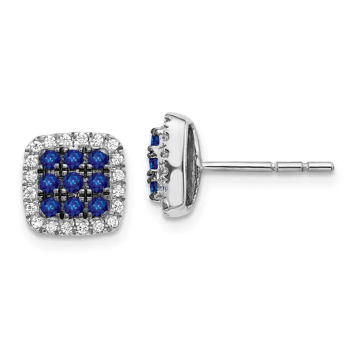 Goldia Earrings 14k White Gold Real Diamond and Sapphire Post Earrings Goldia Earrings 14k White Gold Real Diamond and Sapphire Post Earrings
