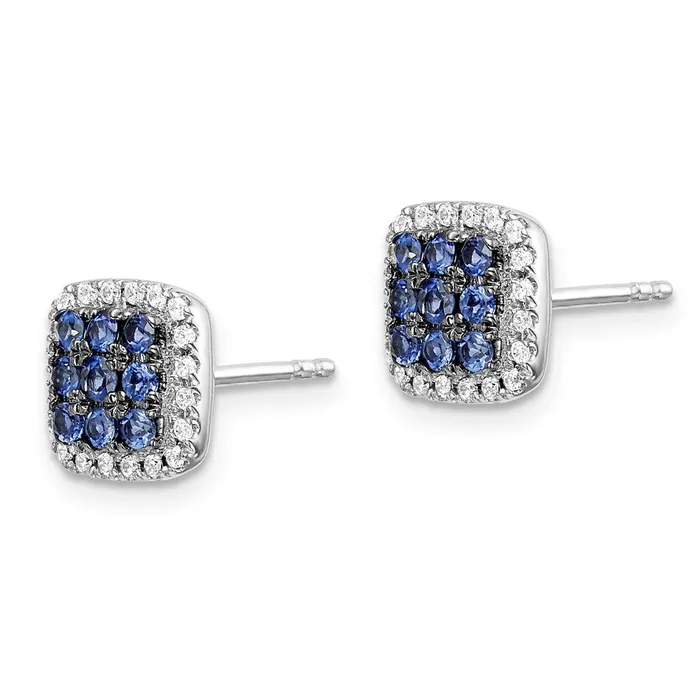 Goldia Earrings 14k White Gold Real Diamond and Sapphire Post Earrings