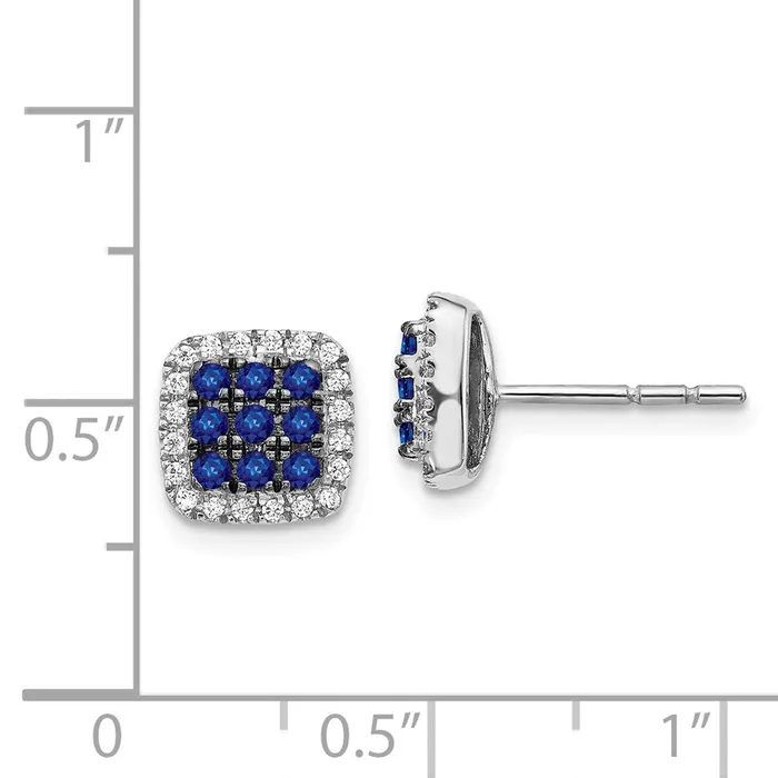 Goldia Earrings 14k White Gold Real Diamond and Sapphire Post Earrings