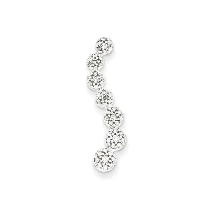 Goldia Earrings 14k White Gold Real Diamond Flower Journey Chain Slide