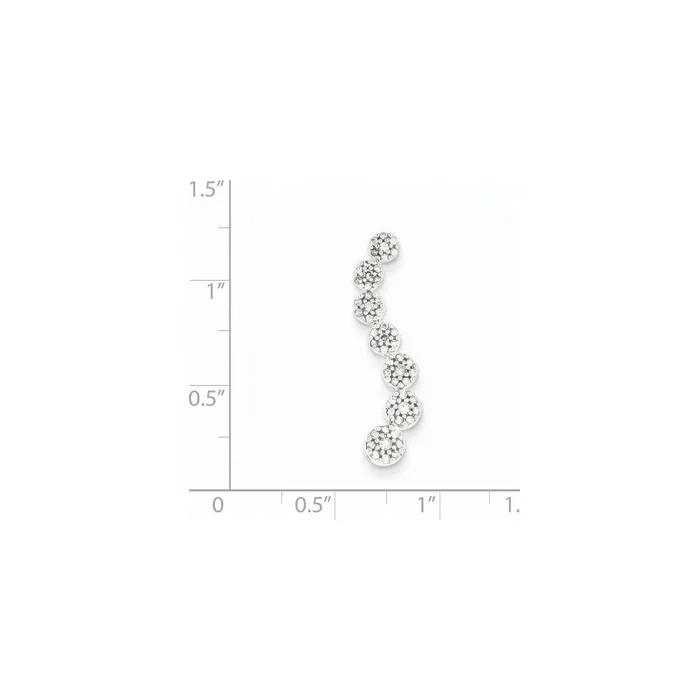 Goldia Earrings 14k White Gold Real Diamond Flower Journey Chain Slide