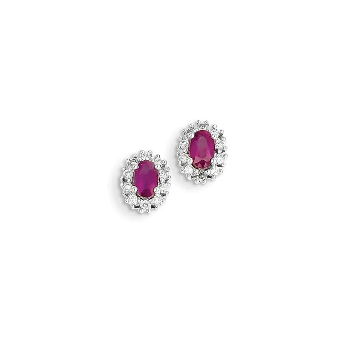 Goldia Earrings 14k White Gold Real Diamond u0026 Ruby Earrings