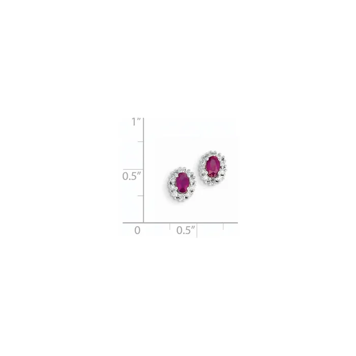 Goldia Earrings 14k White Gold Real Diamond u0026 Ruby Earrings