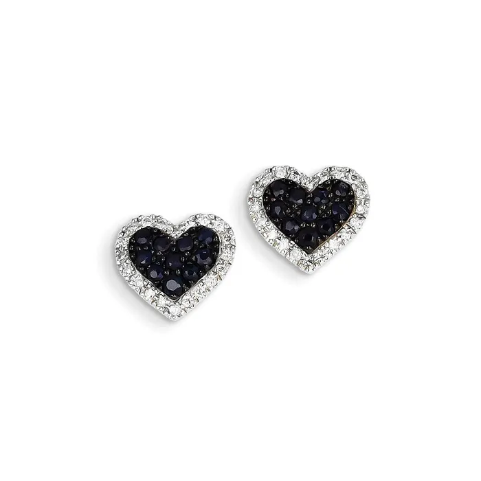 Goldia Earrings 14K White Gold Real Diamond u0026 Sapphire Heart Post Earrings Goldia Earrings 14K White Gold Real Diamond u0026 Sapphire Heart Post Earrings
