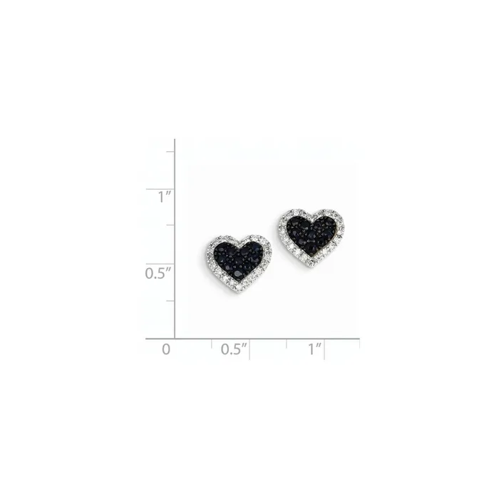 Goldia Earrings 14K White Gold Real Diamond u0026 Sapphire Heart Post Earrings
