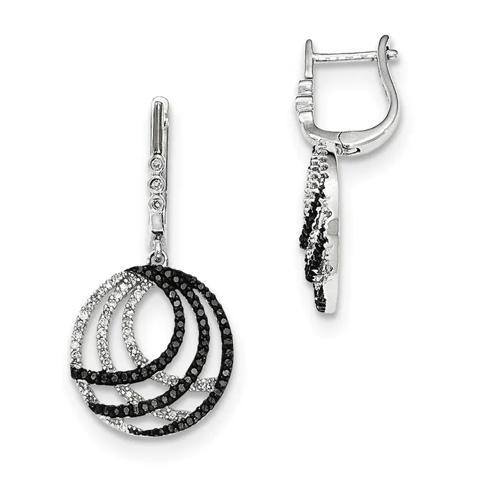 Goldia Earrings 14k White Gold White and Black Real Diamond Dangle Earring Goldia Earrings 14k White Gold White and Black Real Diamond Dangle Earring