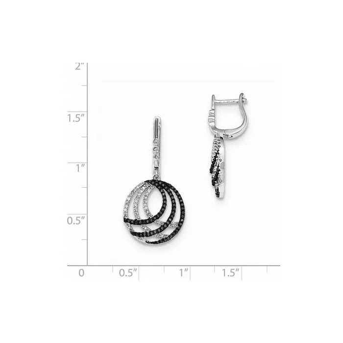 Goldia Earrings 14k White Gold White and Black Real Diamond Dangle Earring