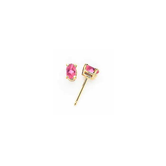 Goldia Earrings 14k Yellow Gold 5x3mm Oval Pink Tourmaline earring