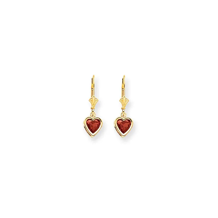 Goldia Earrings 14k Yellow Gold 6mm Heart Created Ruby Earrings