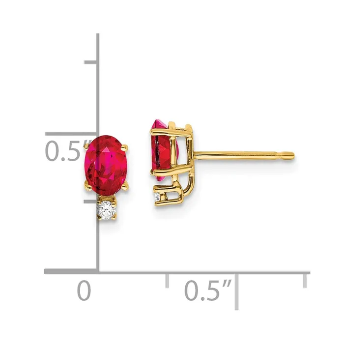 Goldia Earrings 14k Yellow Gold 6x4mm Oval Ruby A Real Diamond Earrings