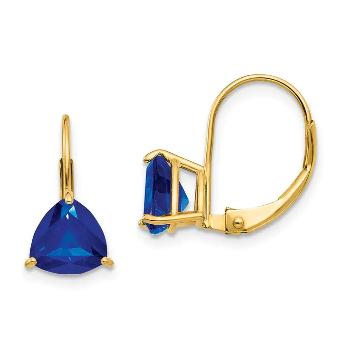 Goldia Earrings 14k Yellow Gold 7mm Sapphire leverback Earrings
