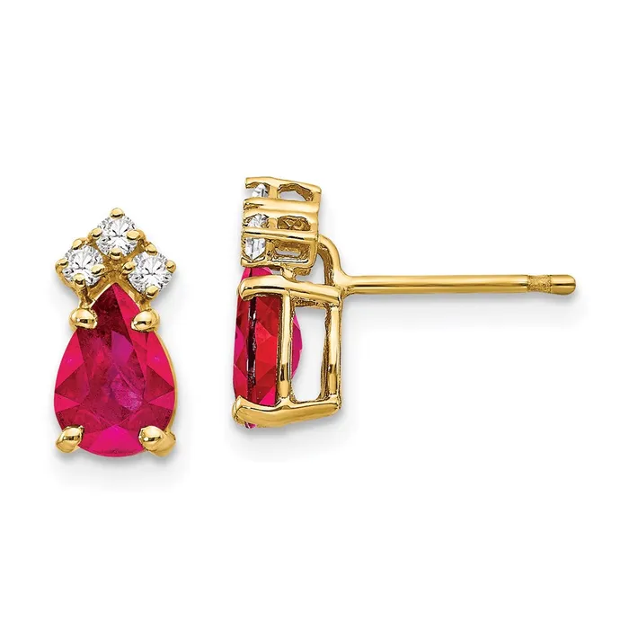 Goldia Earrings 14k Yellow Gold 7x5mm Pear Ruby A Real Diamond Earrings Goldia Earrings 14k Yellow Gold 7x5mm Pear Ruby A Real Diamond Earrings