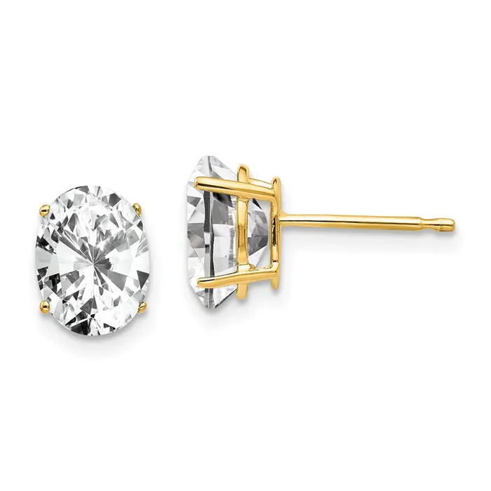 Goldia Earrings 14k Yellow Gold 8x6mm Oval Cubic Zirconia Earrings