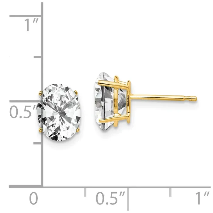 Goldia Earrings 14k Yellow Gold 8x6mm Oval Cubic Zirconia Earrings