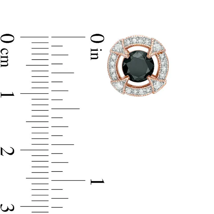 Goldia Earrings 22 CT TW Enhanced Black and White Diamond Frame VintageStyle Stud Earrings in 10K Rose Gold Goldia Earrings 22 CT TW Enhanced Black and White Diamond Frame VintageStyle Stud Earrings in 10K Rose Gold