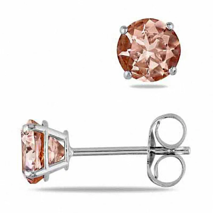 Goldia Earrings 50mm Morganite Stud Earrings in 14K White Gold