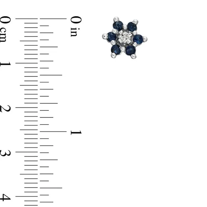 Goldia Earrings Blue Sapphire and Diamond Accent Flower Stud Earrings in 14K White Gold Goldia Earrings Blue Sapphire and Diamond Accent Flower Stud Earrings in 14K White Gold