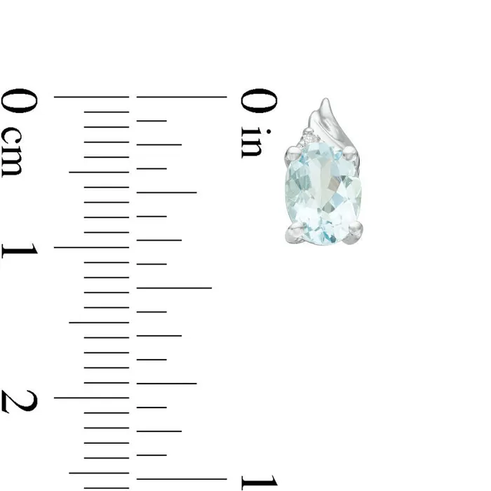 Goldia Earrings Oval Aquamarine and Diamond Accent Swirl Top Drop Earrings in 10K White Gold Goldia Earrings Oval Aquamarine and Diamond Accent Swirl Top Drop Earrings in 10K White Gold