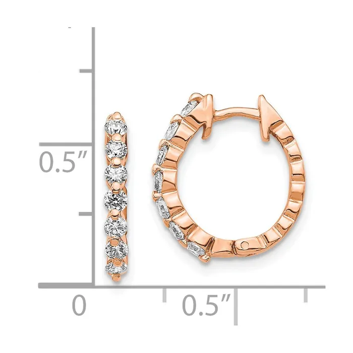 Goldia Earrings Solid 14k Rose Gold AA Simulated CZ Hinged Hoop Earrings Goldia Earrings Solid 14k Rose Gold AA Simulated CZ Hinged Hoop Earrings