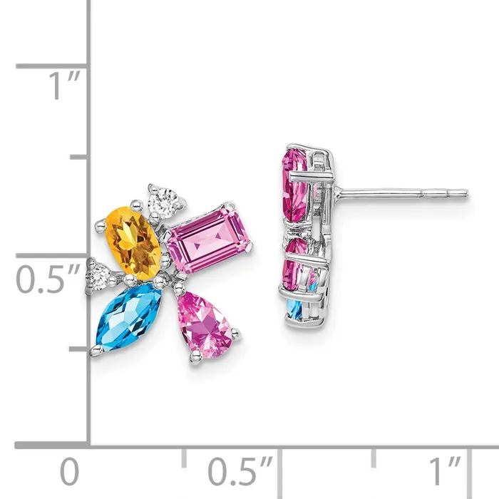 Goldia Earrings Solid 14k White Gold Simulated Blue TopazCitrineCrPinK SapphCZ Earrings Goldia Earrings Solid 14k White Gold Simulated Blue TopazCitrineCrPinK SapphCZ Earrings