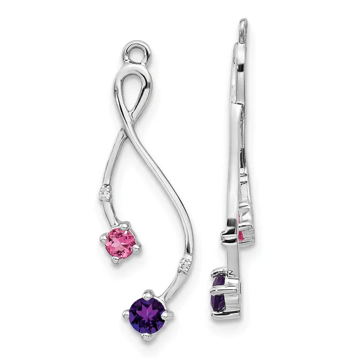 Goldia Earrings Solid 14k White Gold Simulated CZ Simulated Amethyst and PinK Tourm Earring JacKets Goldia Earrings Solid 14k White Gold Simulated CZ Simulated Amethyst and PinK Tourm Earring JacKets
