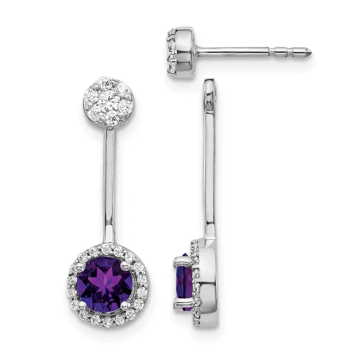 Goldia Earrings Solid 14k White Gold Simulated CZ SimulatedSimulated Amethyst FrontBacK Earrings Goldia Earrings Solid 14k White Gold Simulated CZ SimulatedSimulated Amethyst FrontBacK Earrings