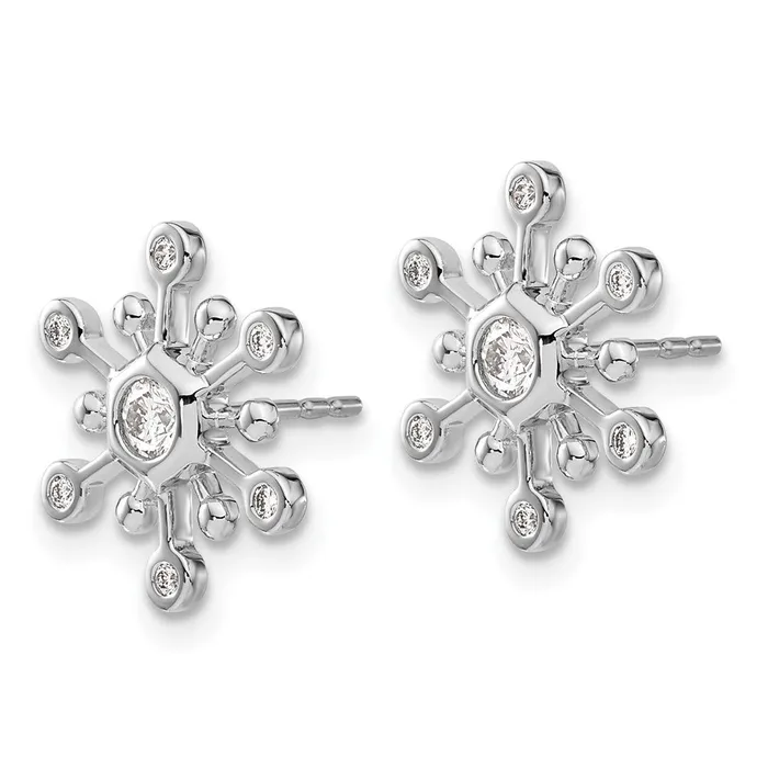 Goldia Earrings Solid 14k White Gold Simulated CZ SnowflaKe Earrings