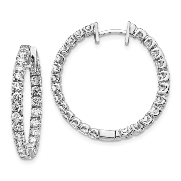 Goldia Earrings Solid 14k White Gold VS Simulated CZ Hinged Hoop Earrings Goldia Earrings Solid 14k White Gold VS Simulated CZ Hinged Hoop Earrings