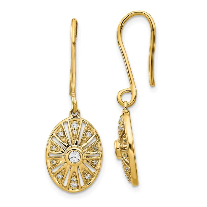 Goldia Earrings Solid 14k Yellow Gold Simulated CZ Vintage Earrings