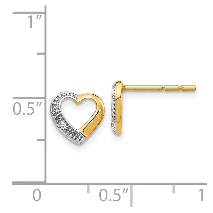 Goldia Earrings Solid 14k Yellow Rhodium and Simulated CZ Heart Post Earrings Goldia Earrings Solid 14k Yellow Rhodium and Simulated CZ Heart Post Earrings