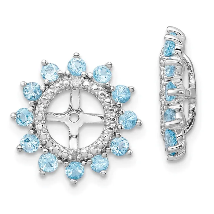 Goldia Earrings Sterling Silver Rhodium Diamond u0026 Swiss Blue Topaz Earring Jacket Goldia Earrings Sterling Silver Rhodium Diamond u0026 Swiss Blue Topaz Earring Jacket