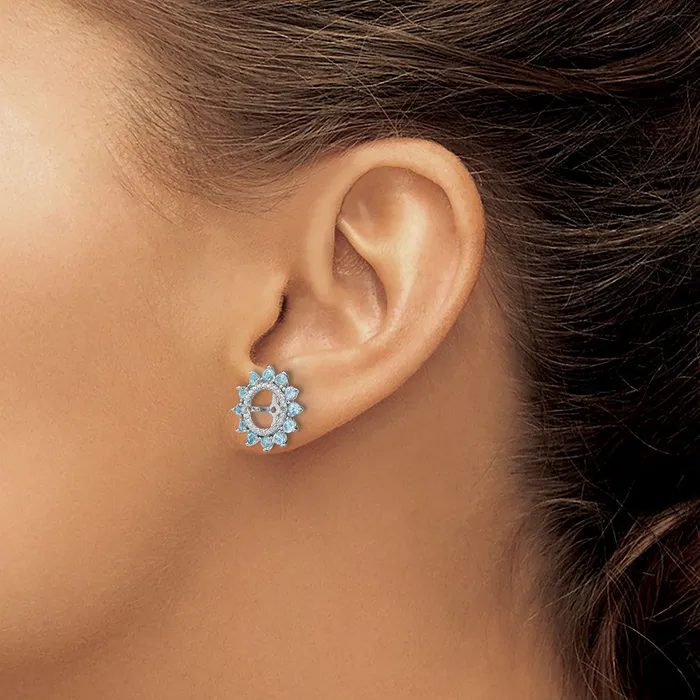 Goldia Earrings Sterling Silver Rhodium Diamond u0026 Swiss Blue Topaz Earring Jacket