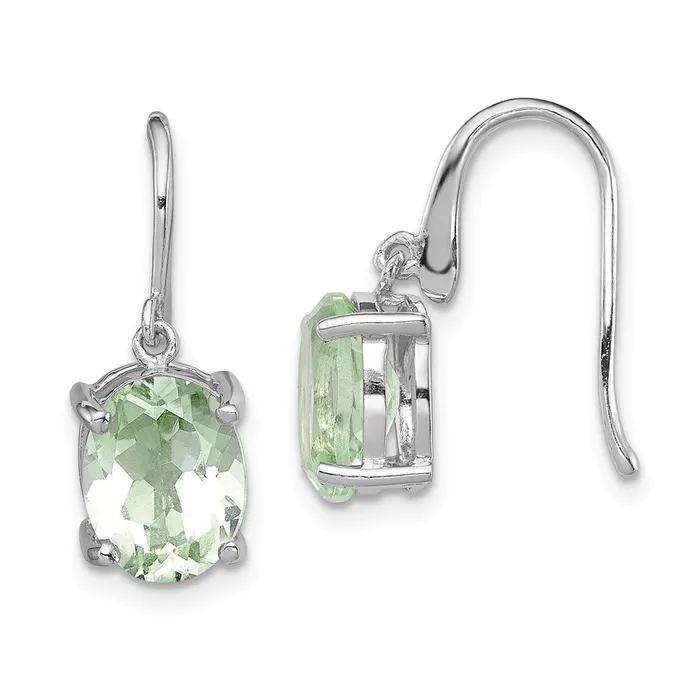 Goldia Earrings Sterling Silver Rhodium Green Quartz Wire Earrings