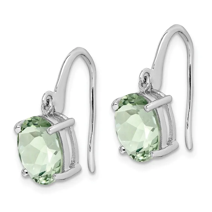 Goldia Earrings Sterling Silver Rhodium Green Quartz Wire Earrings
