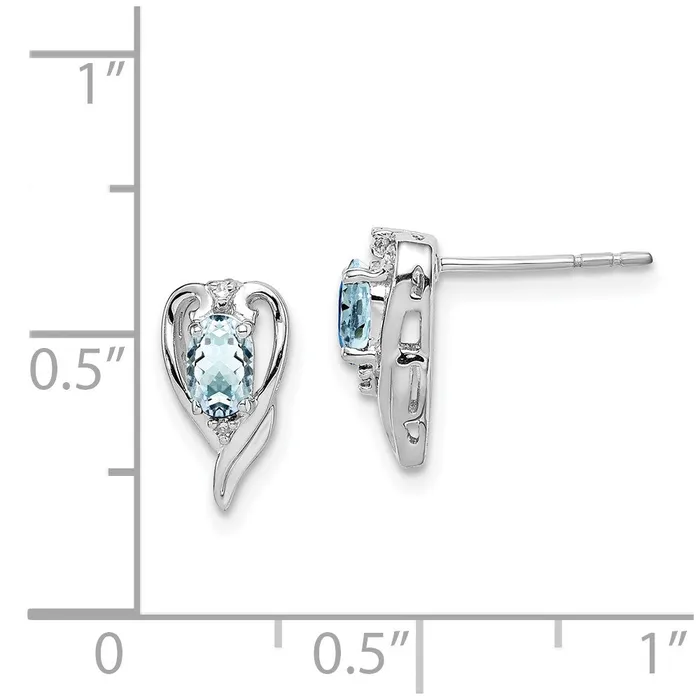 Goldia Earrings Sterling Silver Rhodium Plated Diamond u0026 Aquamarine Post Earrings