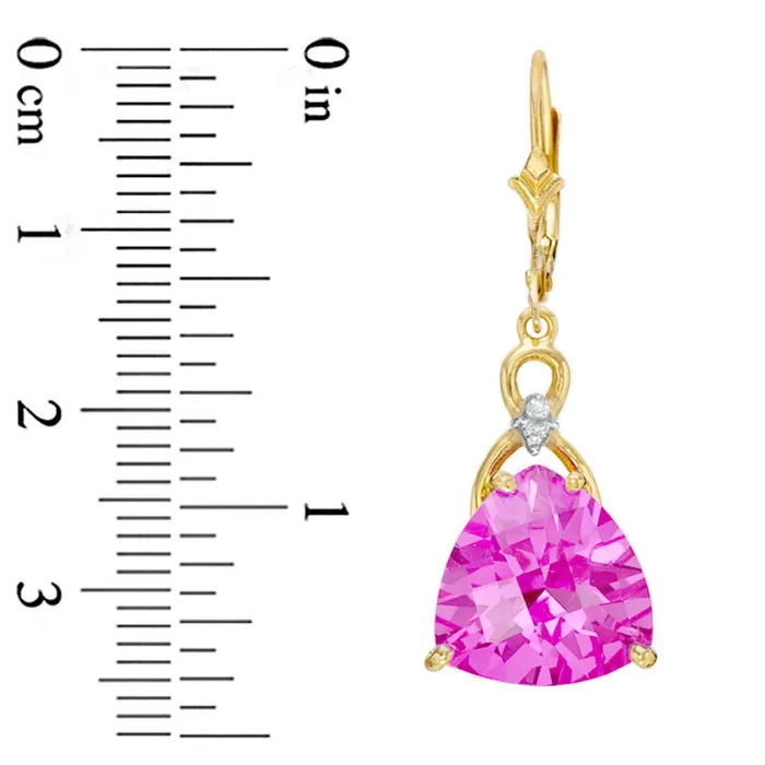 Goldia Earrings TrillionCut LabCreated Pink Sapphire and Diamond Accent Drop Earrings in 10K Gold Goldia Earrings TrillionCut LabCreated Pink Sapphire and Diamond Accent Drop Earrings in 10K Gold