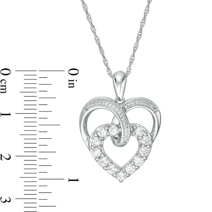 Goldia LabCreated White Sapphire Double Heart Pendant in Sterling Silver Necklaces Goldia LabCreated White Sapphire Double Heart Pendant in Sterling Silver Necklaces