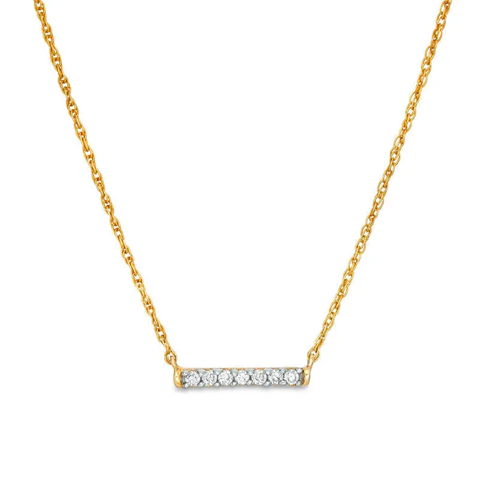 Goldia Necklaces 007 CT TW Natural Diamond Bar Necklace in 10K Yellow Gold 175 Goldia Necklaces 007 CT TW Natural Diamond Bar Necklace in 10K Yellow Gold 175