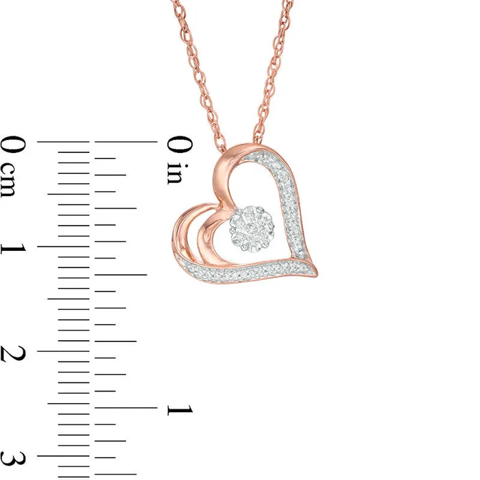 Goldia Necklaces 007 CT TW Natural Diamond Flower and Heart Outline Pendant in 10K Rose Gold Goldia Necklaces 007 CT TW Natural Diamond Flower and Heart Outline Pendant in 10K Rose Gold