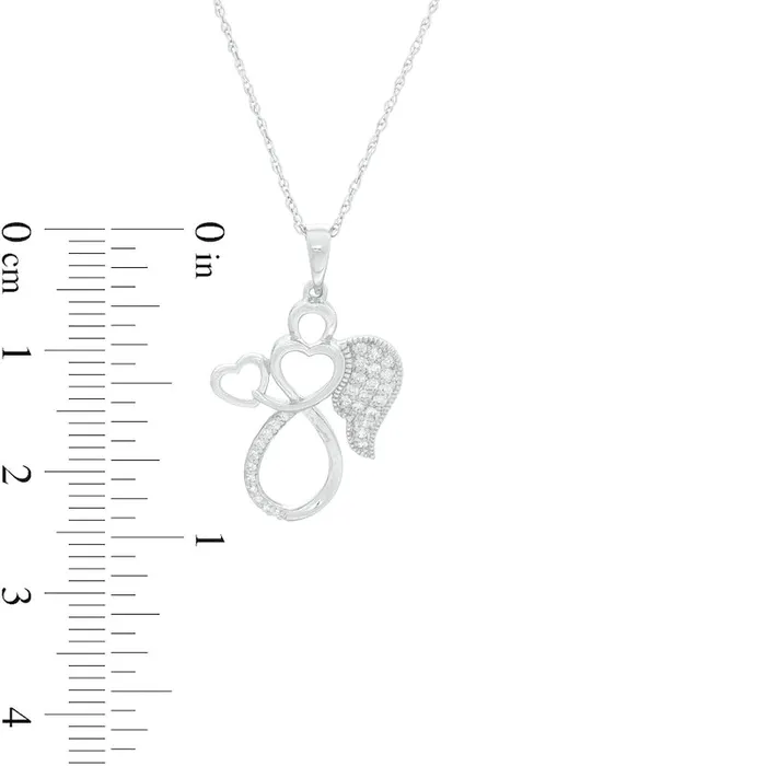 Goldia Necklaces 01 CT TW Natural Diamond Outline Angel with Heart Antique VintageStyle Pendant in 10K White Gold Goldia Necklaces 01 CT TW Natural Diamond Outline Angel with Heart Antique VintageStyle Pendant in 10K White Gold