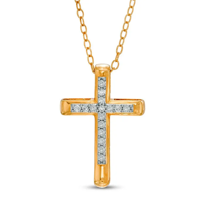 Goldia Necklaces 013 CT TW Natural Diamond Cross Pendant in 10K Yellow Gold Goldia Necklaces 013 CT TW Natural Diamond Cross Pendant in 10K Yellow Gold