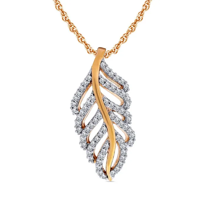 Goldia Necklaces 02 CT TW Natural Diamond Feather Pendant in Sterling Silver with 14K Gold Plate Goldia Necklaces 02 CT TW Natural Diamond Feather Pendant in Sterling Silver with 14K Gold Plate