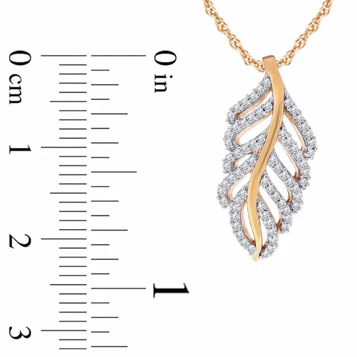 Goldia Necklaces 02 CT TW Natural Diamond Feather Pendant in Sterling Silver with 14K Gold Plate Goldia Necklaces 02 CT TW Natural Diamond Feather Pendant in Sterling Silver with 14K Gold Plate