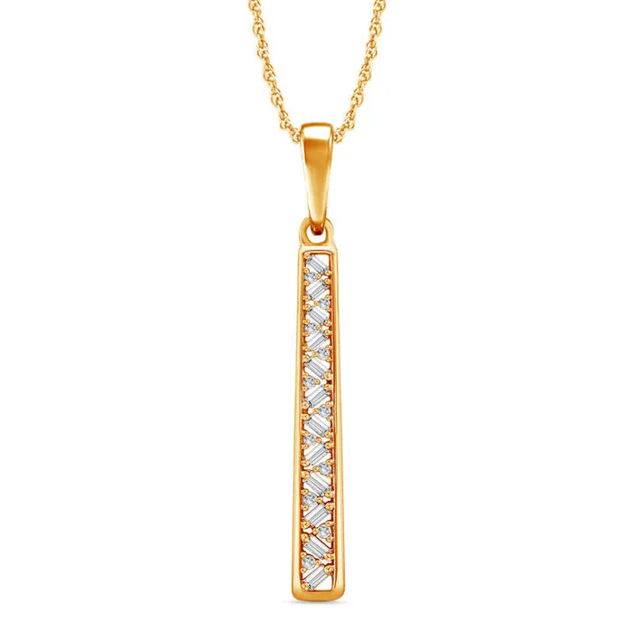 Goldia Necklaces 02 CT TW Natural Diamond Linear Pendant in 10K Yellow Gold Goldia Necklaces 02 CT TW Natural Diamond Linear Pendant in 10K Yellow Gold