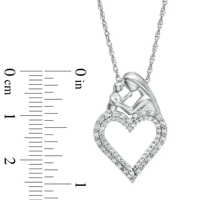 Goldia Necklaces 025 CT TW Natural Diamond Motherly Love Double Row Heart Pendant in Sterling Silver Goldia Necklaces 025 CT TW Natural Diamond Motherly Love Double Row Heart Pendant in Sterling Silver