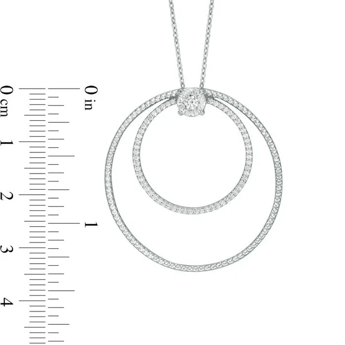 Goldia Necklaces 038 CT TW Natural Diamond Double Open Circle Pendant in 10K White Gold Goldia Necklaces 038 CT TW Natural Diamond Double Open Circle Pendant in 10K White Gold